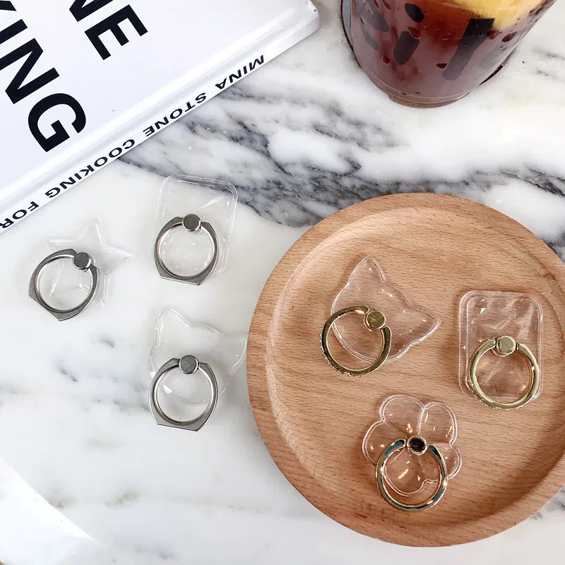 Universal Magnetic Mobile Phone Holder – Cute Finger Ring Stand, Transparent for iPhone 11, 12, XS Max