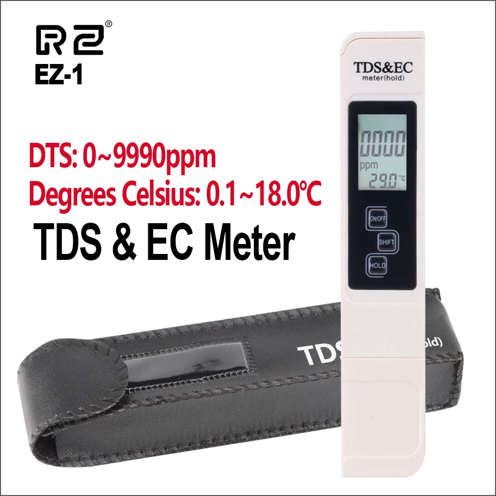 RZ PH/EC Meter Monitor — Digital Portable Aquarium Water Quality Tester, Professional Mini Acidity PH Detector