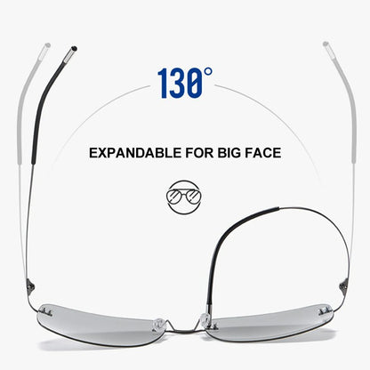 CAPONI Square Photochromic Polarized Sunglasses for Men - Rimless, Classic Design, UV400 Protection Eyewear (BS7467)