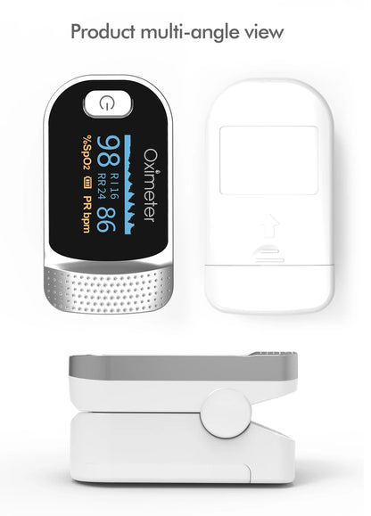 KIUZOU Finger Pulse Oximeter – SPO2, PR, PI, RR Blood Oxygen Monitor with OLED Display