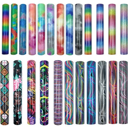 12"x10" Clouds Glitter Heat Transfer Vinyl - 32 Assorted Colors, Iron-On HTV for T-Shirts, Compatible with Silhouette Cameo