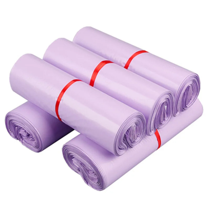 50PCS Purple Courier Mailer Bags - Self-Adhesive Poly Packaging for Mailing, Express Shipping, and Postal Pouches