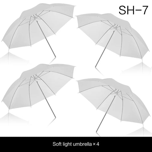 4-Pack 33"/83cm Soft White Translucent Umbrellas — Photo & Video Studio Lighting Diffusers for Photography Flash