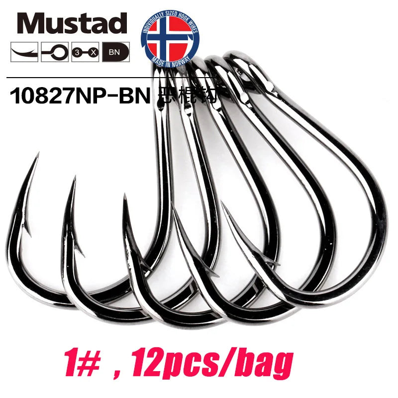 Mustad Norway Sea Fishing Hooks – Super Strong Big Circle Hooks, Sizes 1#-12/0# 10827NP-BN