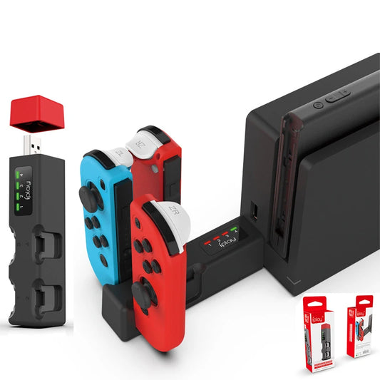 Portable Mini USB Hub & Wireless Charger — 4-Station Charging Base for Nintendo Switch Joy-Con Controllers