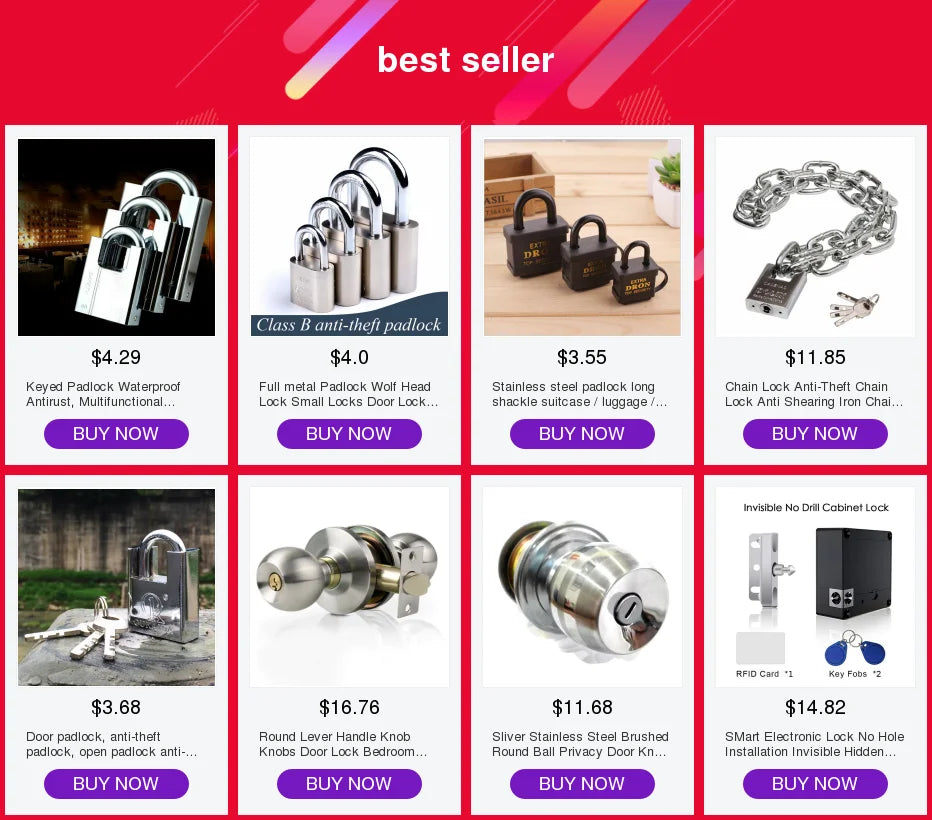 Keyed Padlock – Waterproof & Antirust Multifunctional Anti-Theft Lock, Pry Door & Window Security Lock