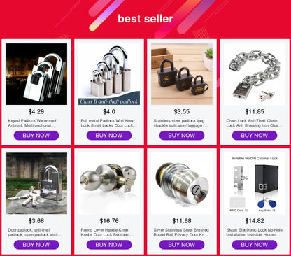 Keyed Padlock – Waterproof & Antirust Multifunctional Anti-Theft Lock, Pry Door & Window Security Lock