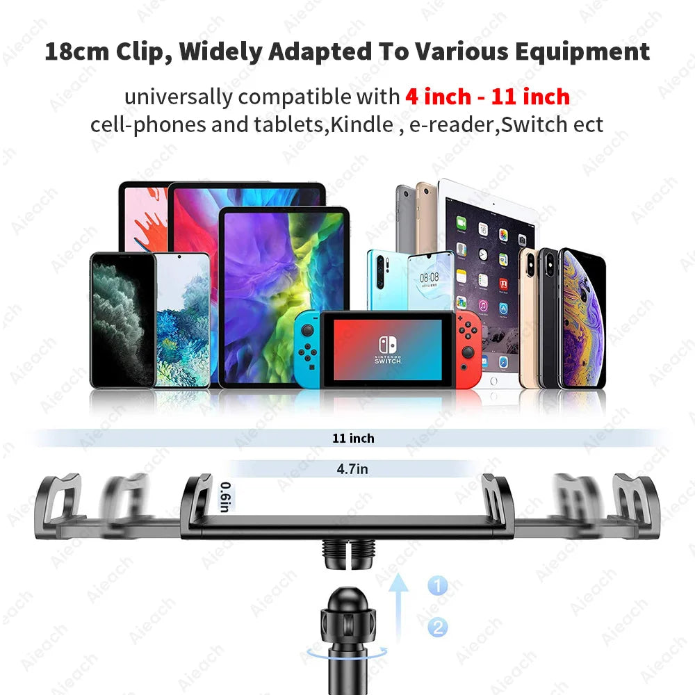 Gooseneck Tablet Stand Holder – Flexible Long Arm Clamp for Bed and Desk, Adjustable Mount for iPad, Samsung, Xiaomi (4.7-11 inch)
