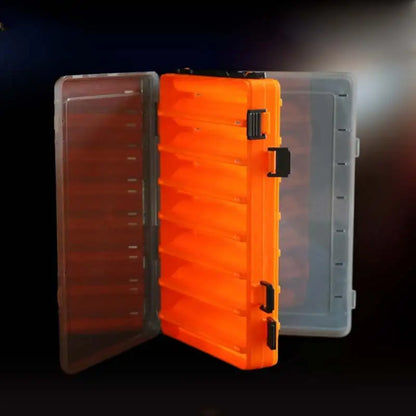 Fishing Tackle Box: Double-Sided Storage with 14 Compartments for Lures, Hooks, and Baits - Portable Fishing Accessories Organizer