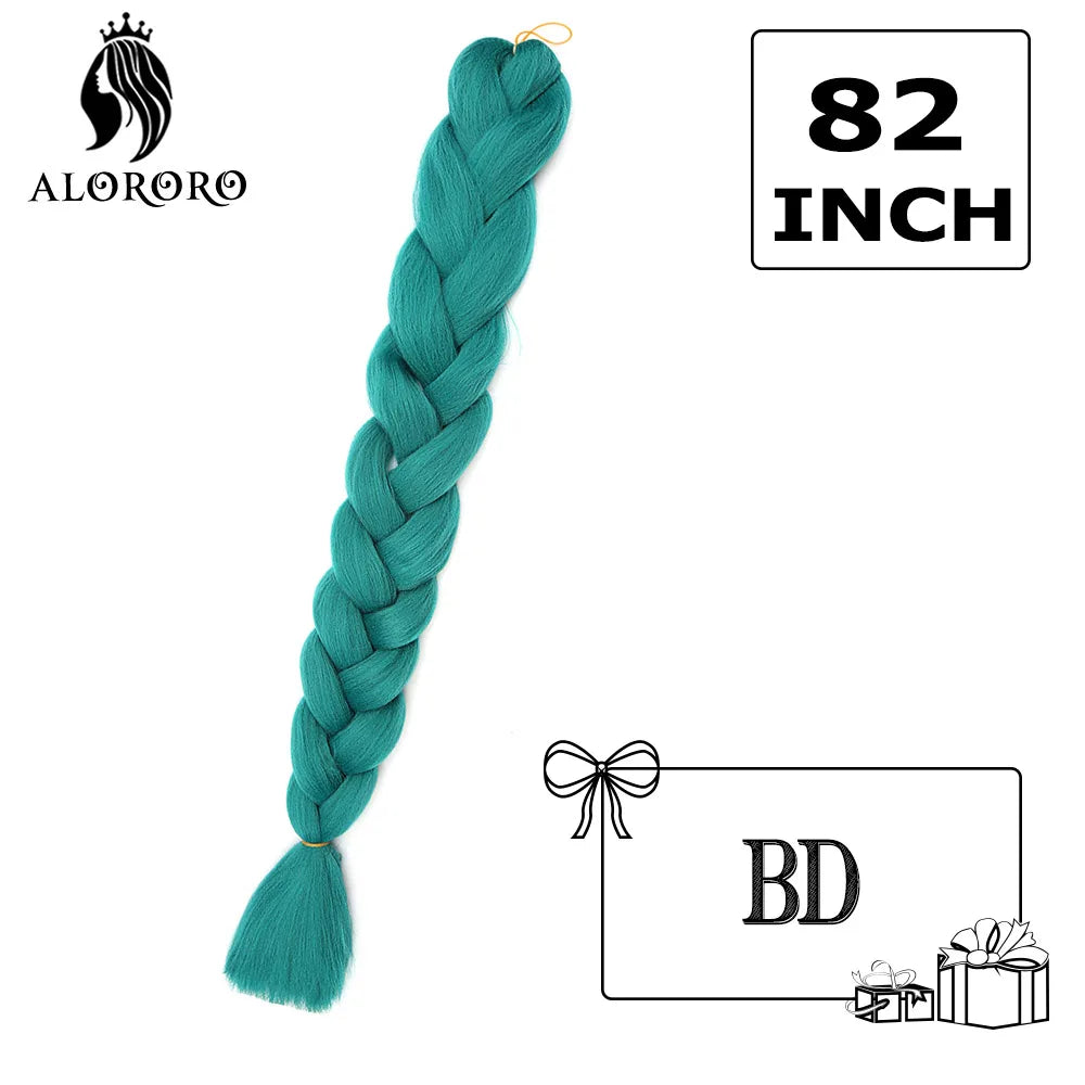 82-Inch Synthetic Braiding Hair Extensions – Jumbo Crochet Box Twist Braids in Green, Red, Pink & Yellow, Pure Color Wholesale