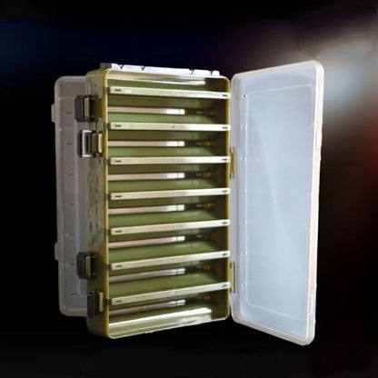 Fishing Tackle Box: Double-Sided Storage with 14 Compartments for Lures, Hooks, and Baits - Portable Fishing Accessories Organizer