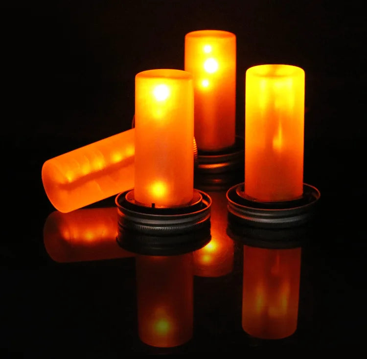 Solar LED Mason Jar Lights – Warm Torch Flame Lantern for Outdoor & Indoor Christmas, Garden, and Street Decoration