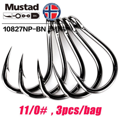 Mustad Norway Sea Fishing Hooks – Super Strong Big Circle Hooks, Sizes 1#-12/0# 10827NP-BN