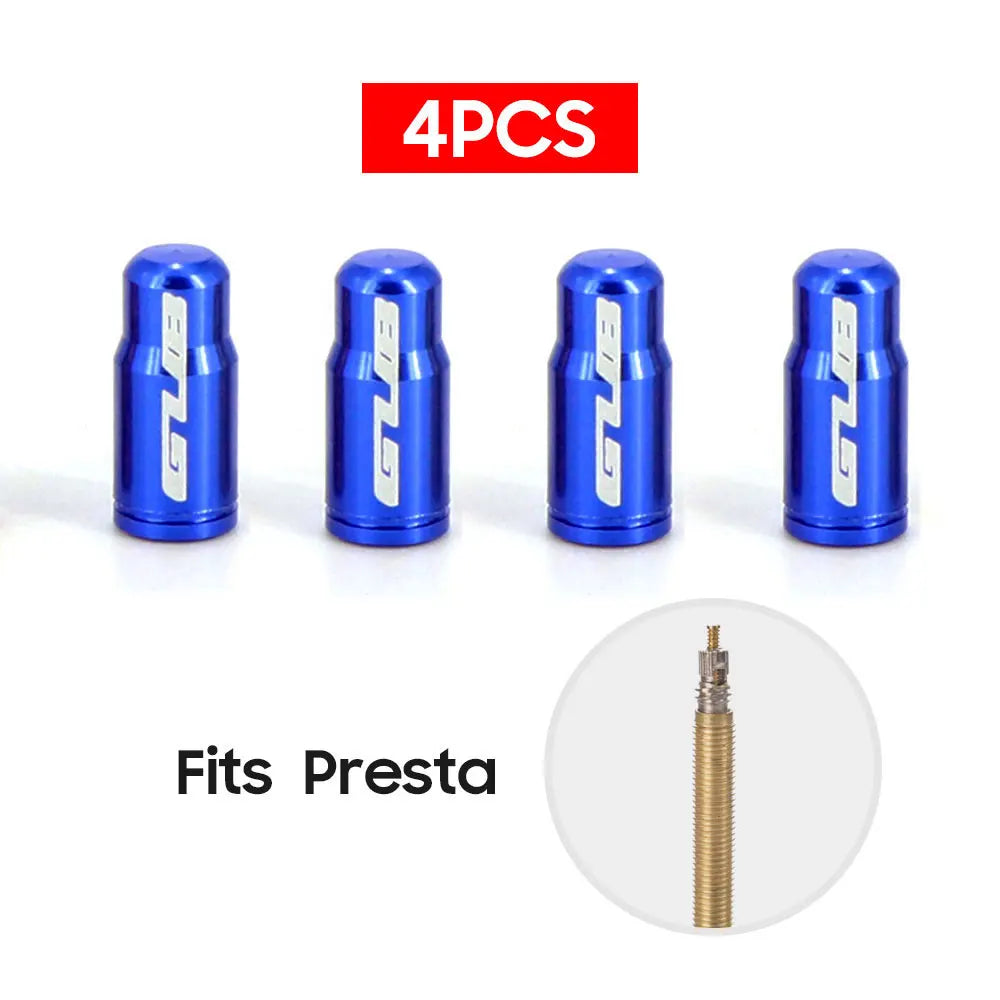 4pcs Aluminum Bike Tire Valve Caps – Ultralight MTB Road Mountain Schrader/Presta Tyre Protectors