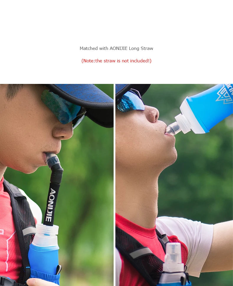 AONIJIE Soft Flask Water Bottle — 250ml/500ml Folding, Collapsible, TPU BPA-Free for Running Hydration Packs, Waist Bags & Vests (SD09/SD10)