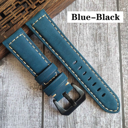 Genuine Leather Watch Band for Panerai Luminor & Radiomir – 18mm-24mm High-Quality Strap with Stainless Steel Buckle