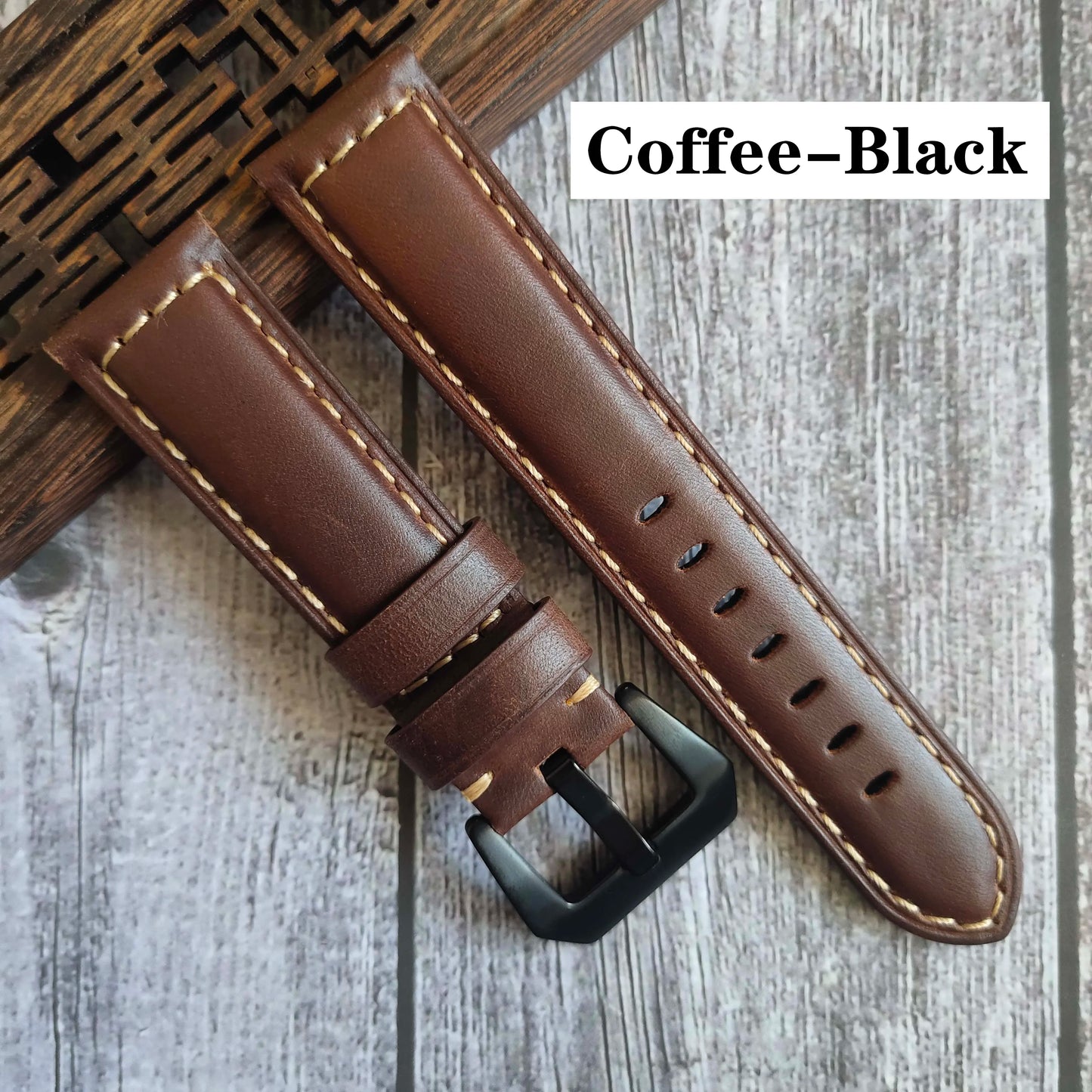 Genuine Leather Watch Band for Panerai Luminor & Radiomir – 18mm-24mm High-Quality Strap with Stainless Steel Buckle