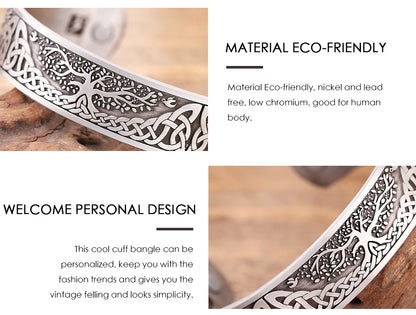 Skyrim Viking Talisman Bracelet – Tree of Life, Luck Knot Runes, Magnetic Cuff Bangle, Adjustable Unisex Jewelry