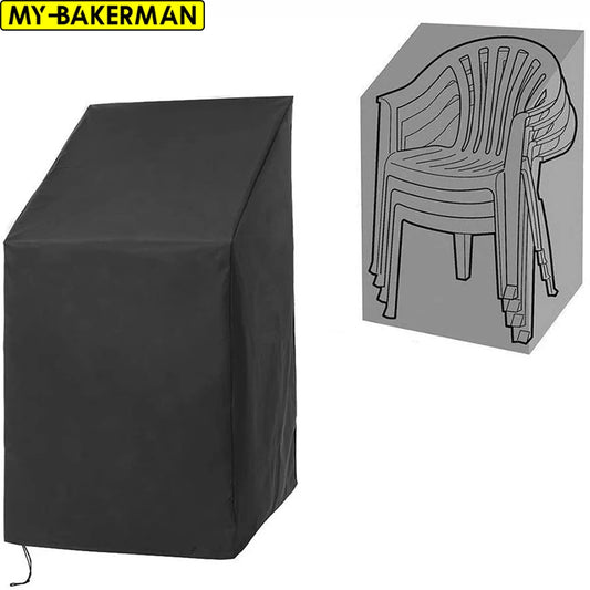 Stackable Chair Dust Cover — Waterproof Black Storage Bag for Garden & Terrace Furniture Protection