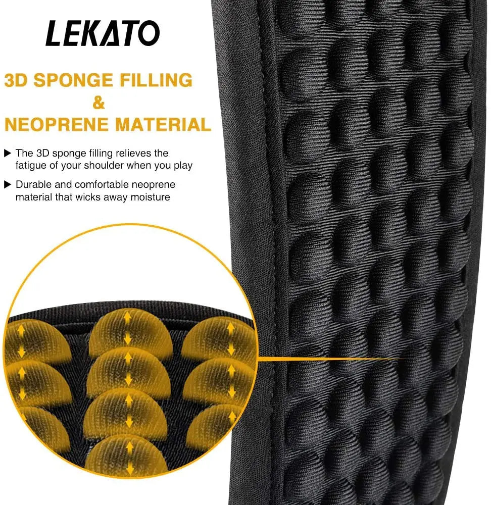 Enhance Your Comfort with LEKATO 3D Sponge Guitar Strap Belt LGS-1: Adjustable Filling Electric Guitar and Bass Belt, 3.5" Wide - Includes 6 Picks