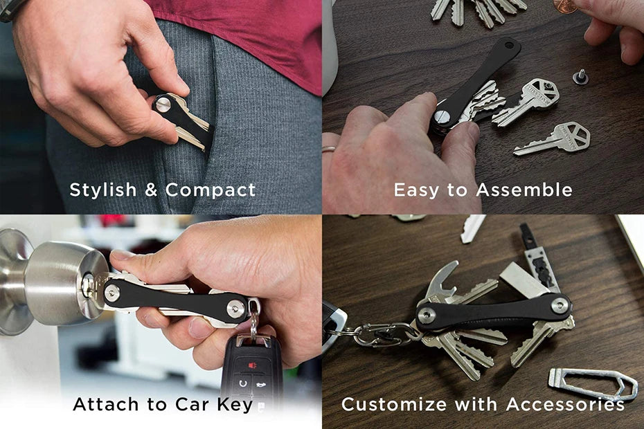 EDC Smart Key Holder Wallet – Compact Metal Keychain Organizer for Car & Door Keys, Pocket Tools