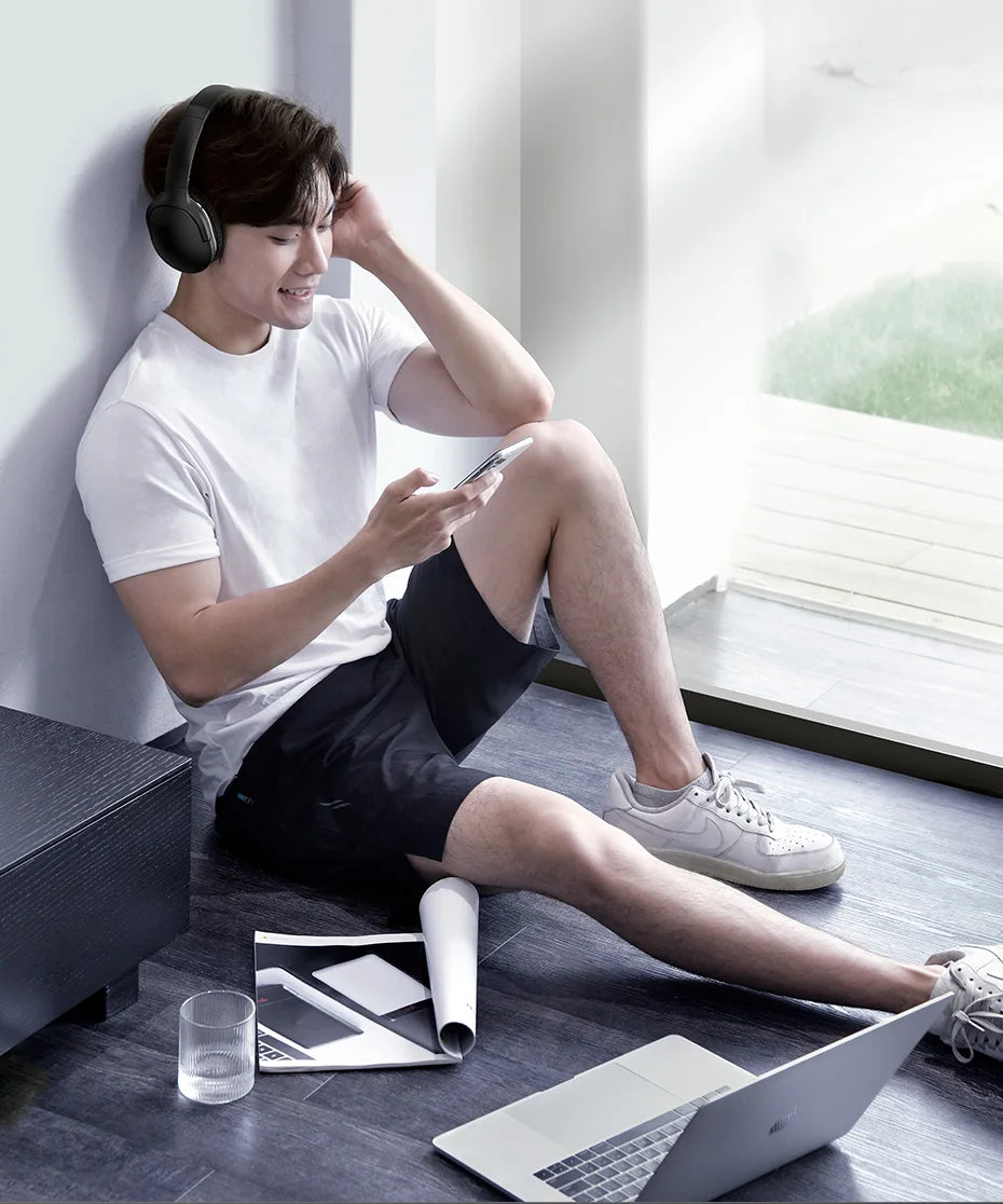 Baseus D02 Pro Wireless Headphones - Bluetooth 5.3, Foldable Sport Headset, Over-Ear Gaming Bluetooth Earbuds