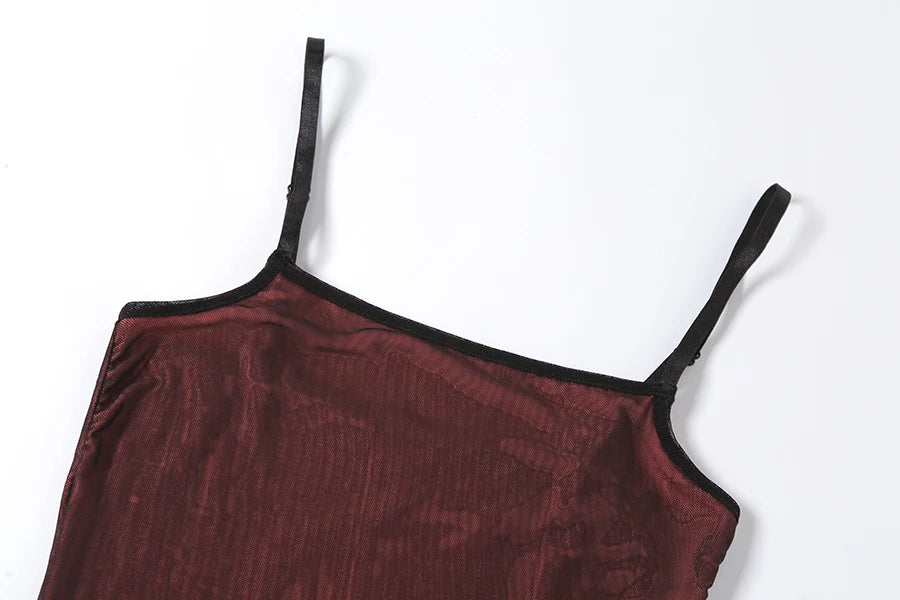 2023 Mesh Double Layer Bodycon Dress – Sexy Sleeveless Bandage Dress, Elastic Split Slim Fit Party & Clubwear for Women