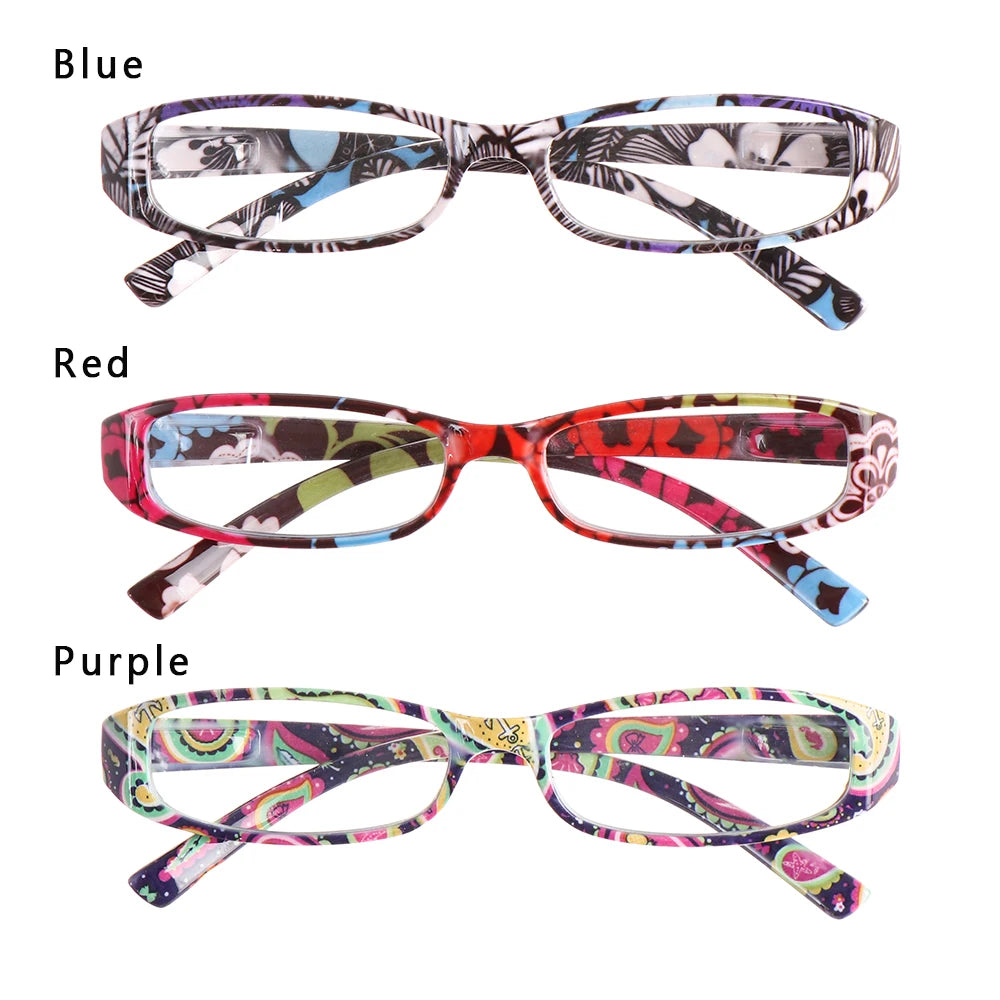 Ultralight Retro Floral Reading Glasses with Spring Hinges - Fashionable Presbyopic Eyewear with PC Frame and Pouch