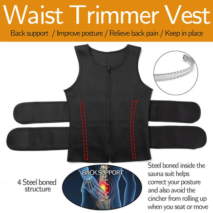 Men's Body Shaper Waist Trainer Vest – Slimming Shirt, Sauna Sweat Vest, Compression Undershirt, Shapewear, Fat Burner Workout Tank Top