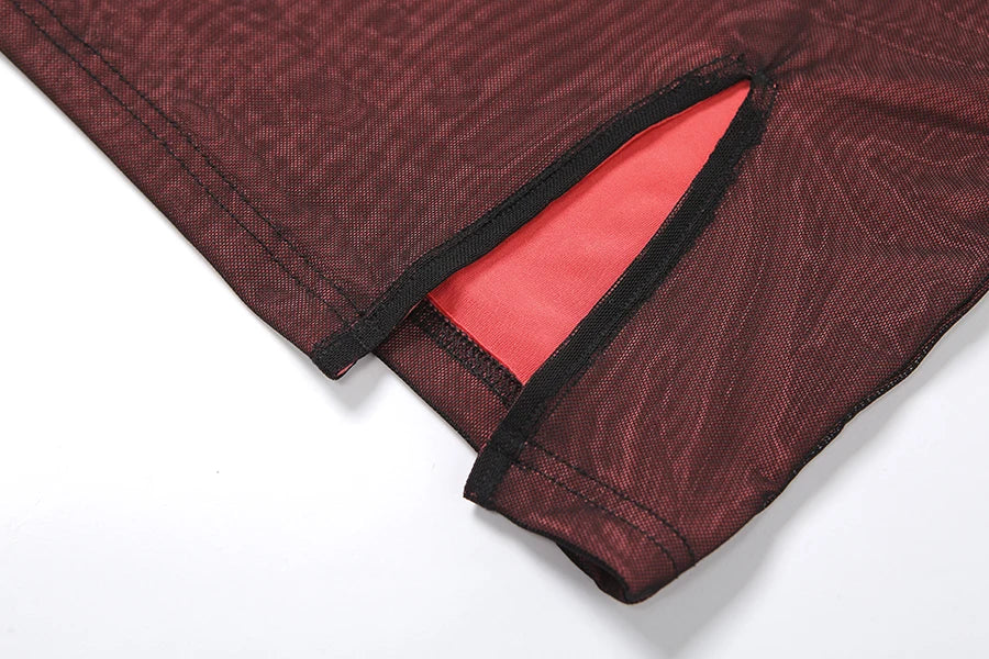 2023 Mesh Double Layer Bodycon Dress – Sexy Sleeveless Bandage Dress, Elastic Split Slim Fit Party & Clubwear for Women