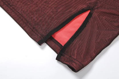 2023 Mesh Double Layer Bodycon Dress – Sexy Sleeveless Bandage Dress, Elastic Split Slim Fit Party & Clubwear for Women