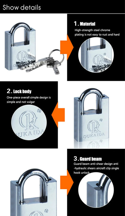 Keyed Padlock – Waterproof & Antirust Multifunctional Anti-Theft Lock, Pry Door & Window Security Lock