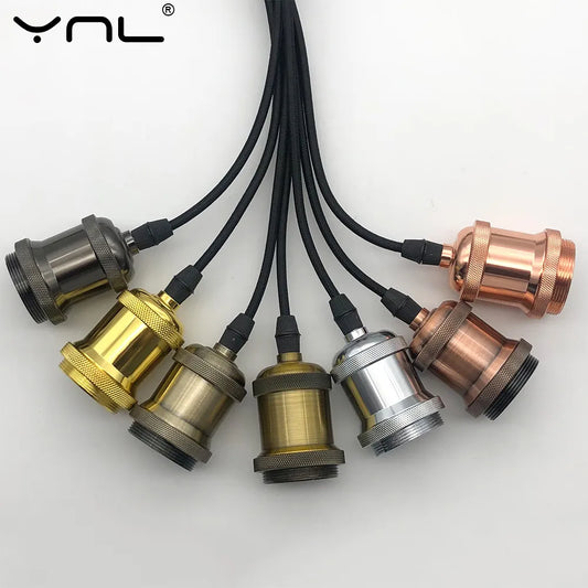 Add Vintage Charm: Retro Edison Lamp E27 Socket Pendant Lights - Aluminum Industrial Lamp Holder Fitting with Screw Base for Classic Appeal