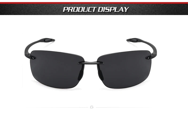 JULI The Matrix Classic Sports Rimless Sunglasses for Men - Orange Rectangle Ultralight Frame, UV400 Protection Driving Eyewear (MJ8009)