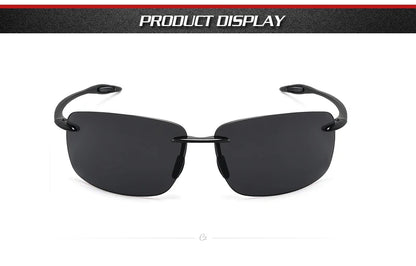 JULI The Matrix Classic Sports Rimless Sunglasses for Men - Orange Rectangle Ultralight Frame, UV400 Protection Driving Eyewear (MJ8009)