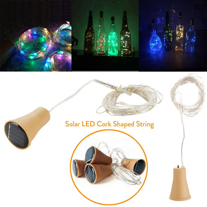 Solar Powered Wine Bottle Lights – 10LED/20LED Cork Shape Fairy Lights, Copper Wire Garland for Christmas & Home Room Decor