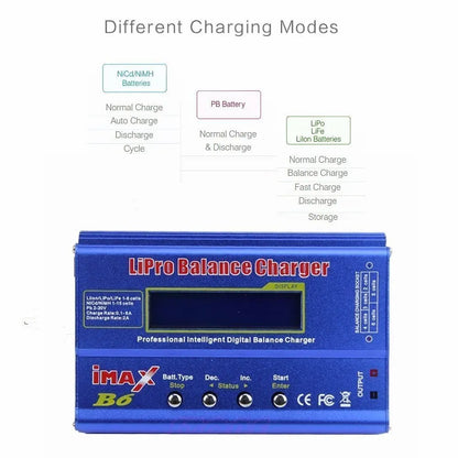 IMAX B6 Balance Charger for RC Helicopters – LCD NIMH/NICD Battery Discharger with 15A 6A Power Adapter