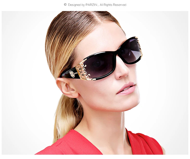 PARZIN Luxury Women’s Sunglasses – Designer Vintage Polarized Driving Shades with Hollow Lace