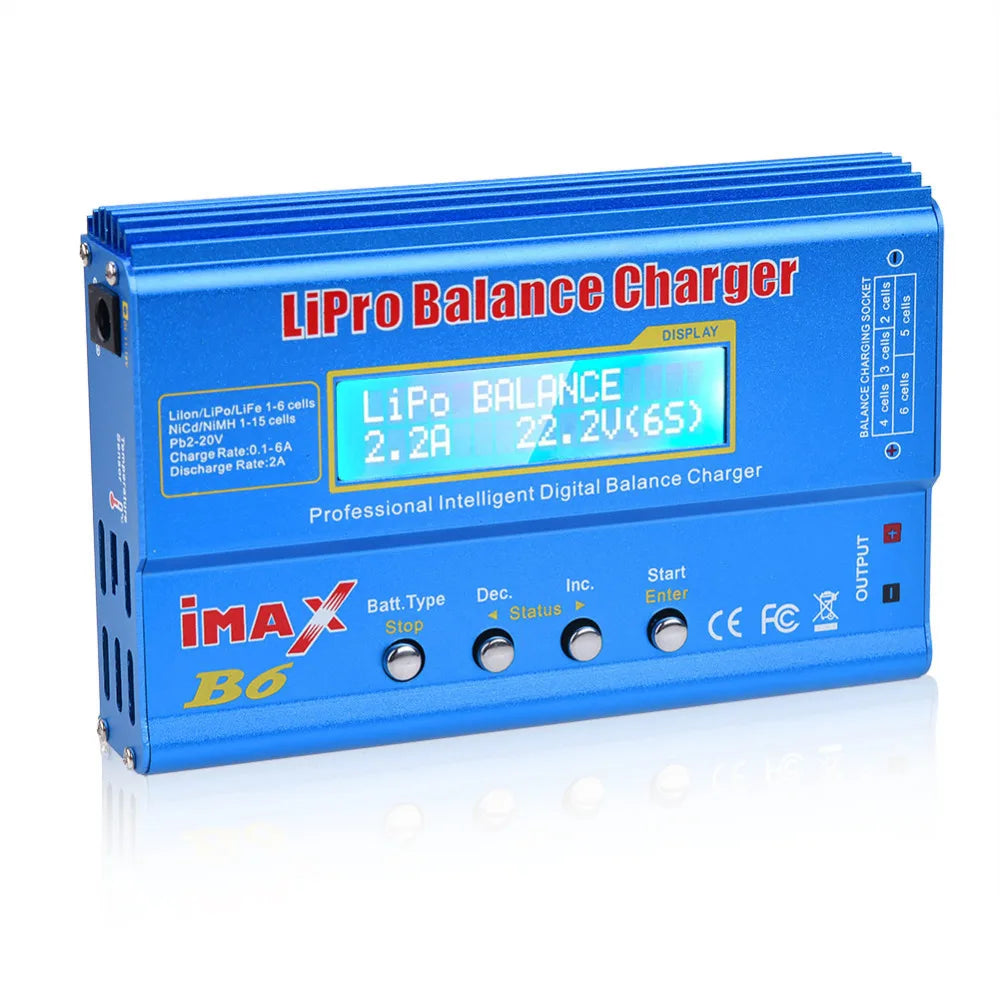 IMAX B6 Balance Charger for RC Helicopters – LCD NIMH/NICD Battery Discharger with 15A 6A Power Adapter