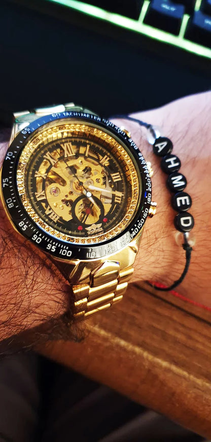 Winner Men's Luxury Mechanical Watch – Sport Design Bezel, Automatic Skeleton Dial, Fashion Montre Homme