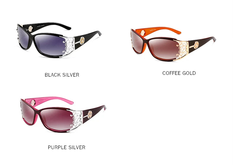 PARZIN Luxury Women’s Sunglasses – Designer Vintage Polarized Driving Shades with Hollow Lace