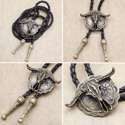 New Arrival Western Southwest Longhorn Steer Cow Skull Bolo Tie – Leather Rodeo Neck Tie, Fashion Shirt Accessories