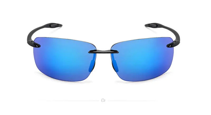 JULI The Matrix Classic Sports Rimless Sunglasses for Men - Orange Rectangle Ultralight Frame, UV400 Protection Driving Eyewear (MJ8009)