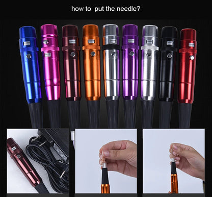 Permanent Makeup Rotary Tattoo Pen – Eyebrow & Lip Machine, Microblading & Piercing Gun PMU Kit