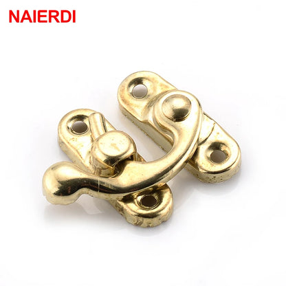 NAIERDI Small Antique Metal Lock – Decorative Hasps Hook Padlock for Wooden Jewelry Boxes, Furniture Hardware with Screws