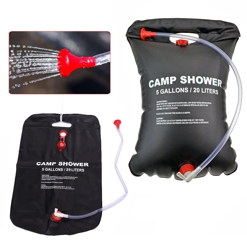 20L Portable Camping Shower Bag – Solar Heated Water Bag for Outdoor Travel, Hiking, BBQ & Beach