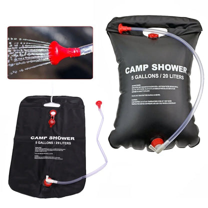 20L Portable Camping Shower Bag – Solar Heated Water Bag for Outdoor Travel, Hiking, BBQ & Beach
