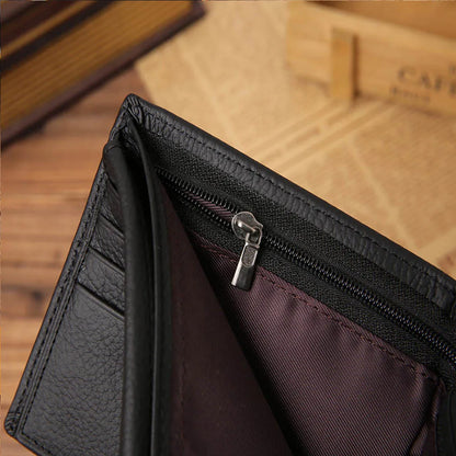 Classic Short Genuine Leather Men's Wallet: Fashion Coin Pocket Card Holder Purse - Simple Quality Male Wallets