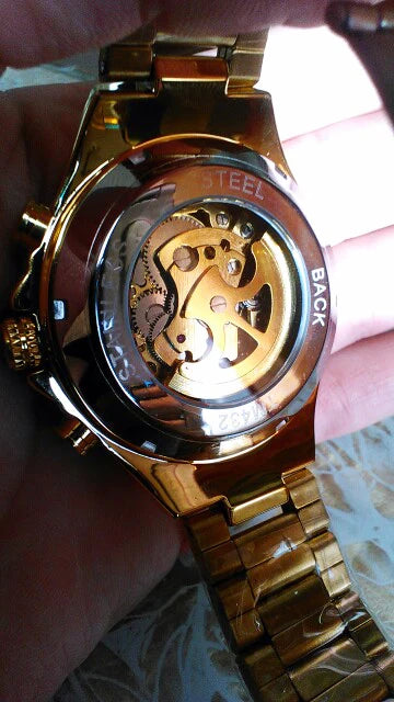 Winner Men's Luxury Mechanical Watch – Sport Design Bezel, Automatic Skeleton Dial, Fashion Montre Homme