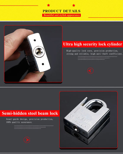 Keyed Padlock – Waterproof & Antirust Multifunctional Anti-Theft Lock, Pry Door & Window Security Lock